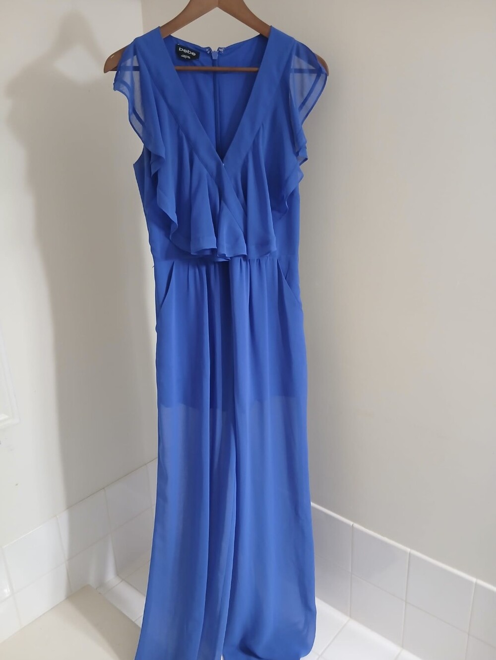 BEBE Indigo Blue Flowy Jumpsuit Size 6